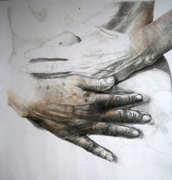 crossed arms, coloured crayon on fabriano paper, 120cm x 120cm